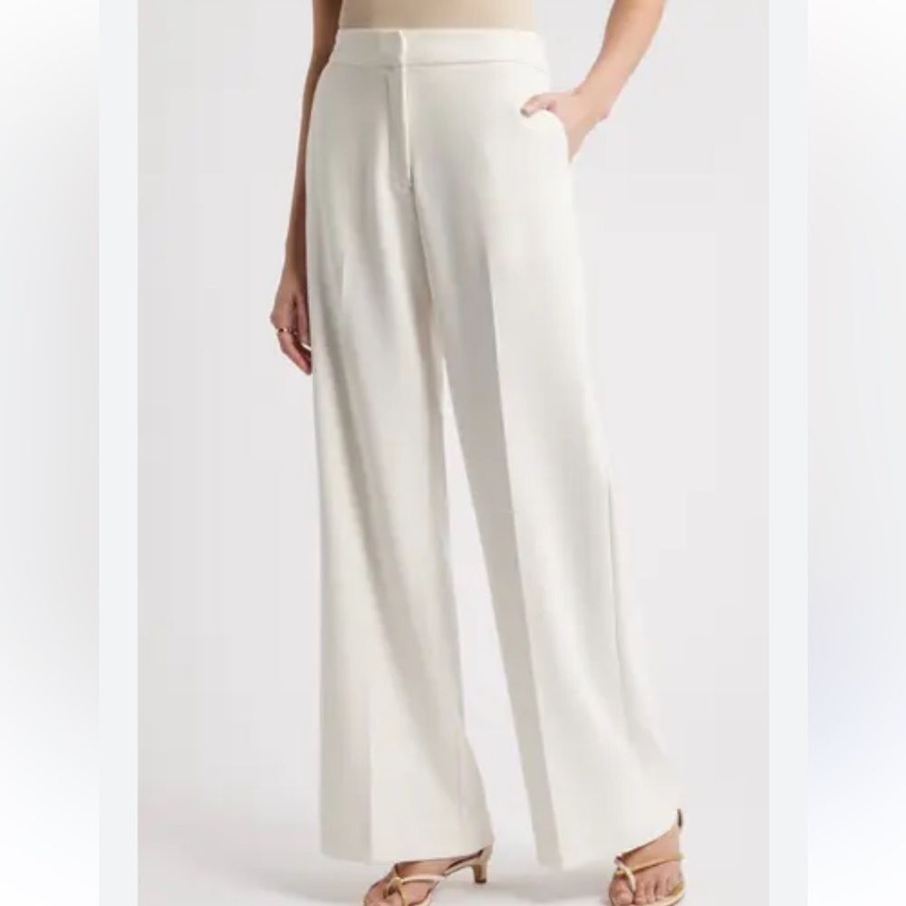 Halogen Classic Elegant White Wide Leg Pants in Size 2